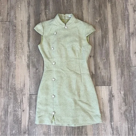 Sau Lee Natasha Tweed Mini Dress in Pistachio - Picture 2 of 6
